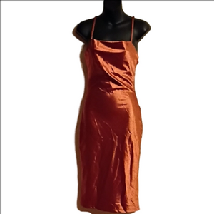 Xxxiticat Satin Look Burnt Orange/ Pumpkin Colored Dress. Size Xsmall.Flaw.